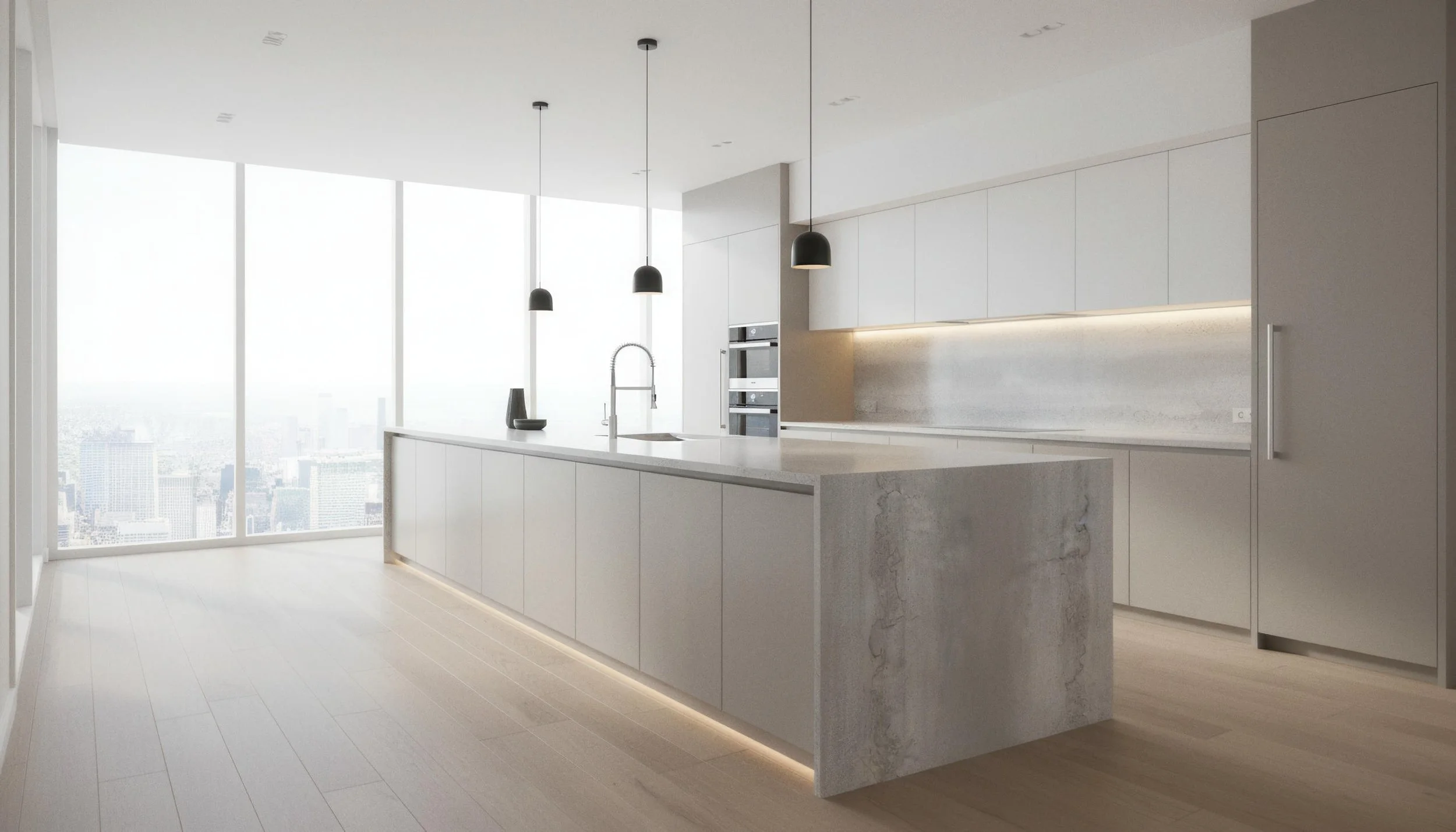 Modern Kitchen With Titanium Silver 5x10 Porcelain Slab | CIERO
