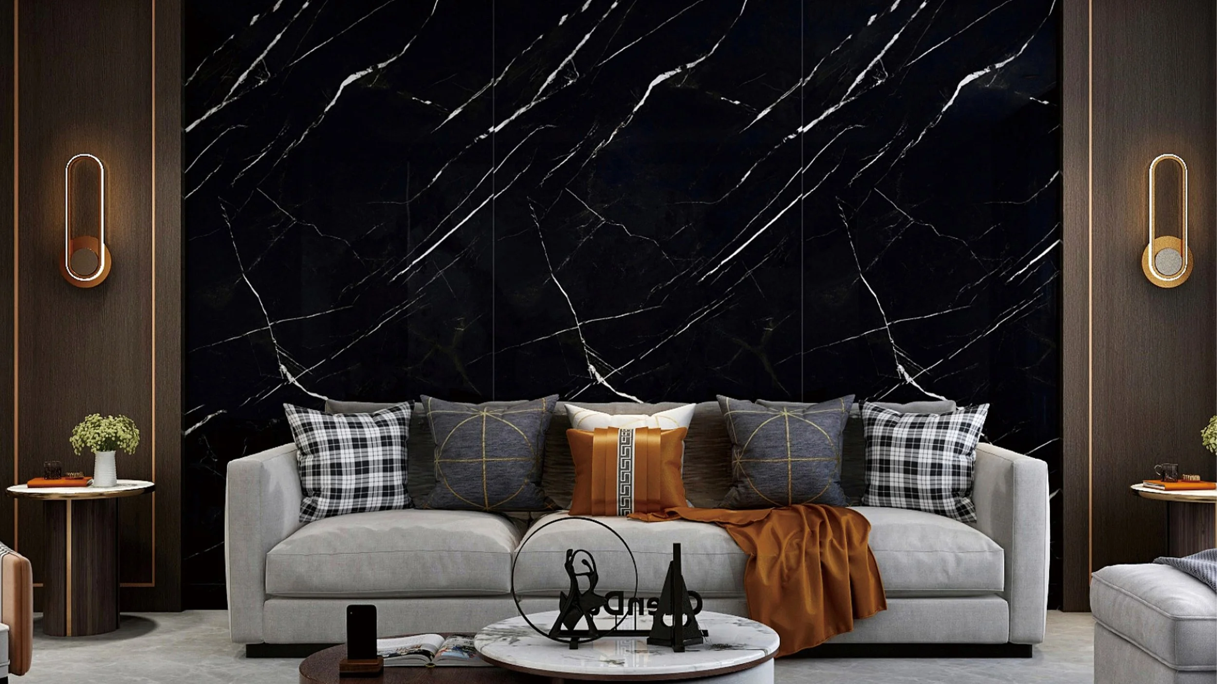 Black Marquina 4' x 8' Porcelain Slab | CIERO