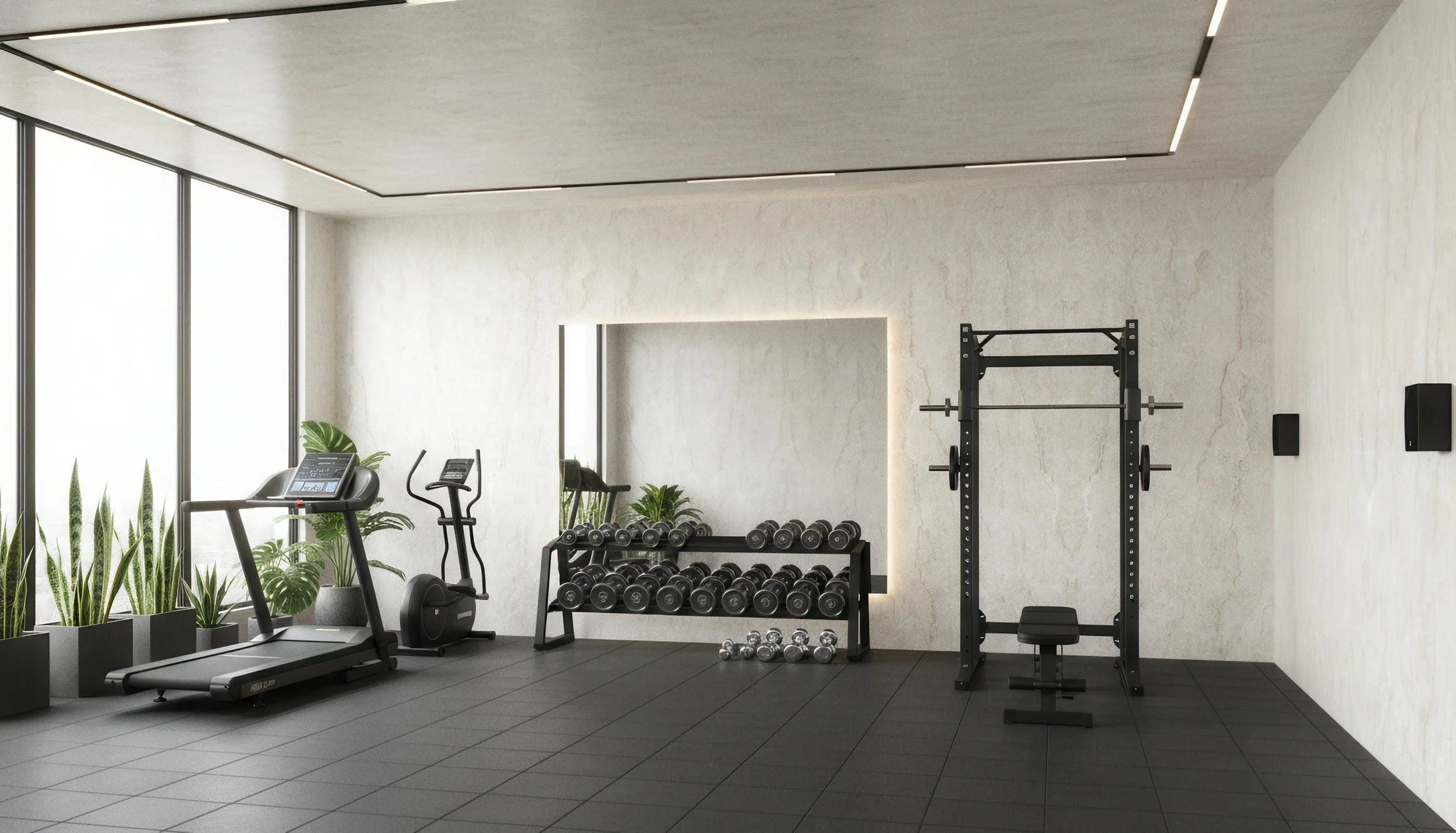 Modern Home Office With Taj Mahal 5x10 Porcelain Slab Featurewall | CIERO