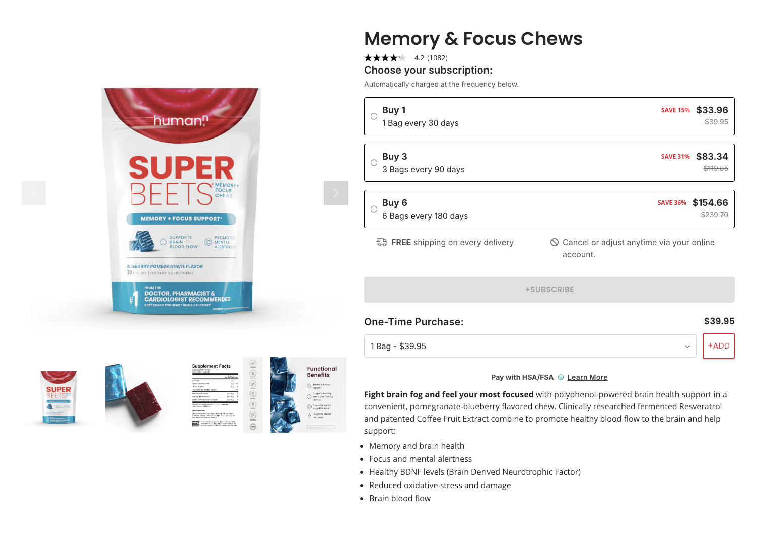 Memory + Focus Chews PDP Refresh (2022)