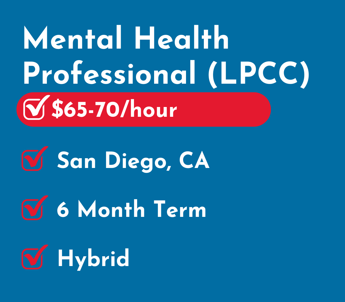 Mental Health Professional (LPCC) | San Diego, CA