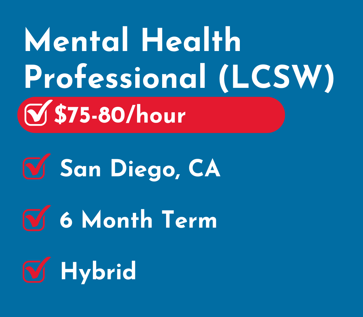 Mental Health Professional (LCSW) | San Diego, CA