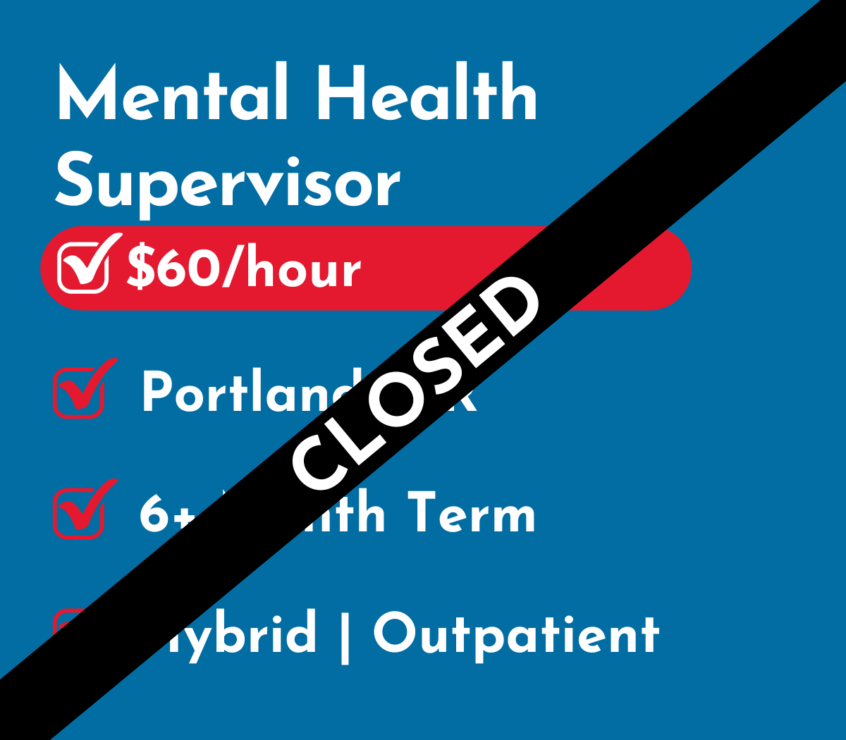 Mental Health Supervisor (LMFT) | Portland, OR