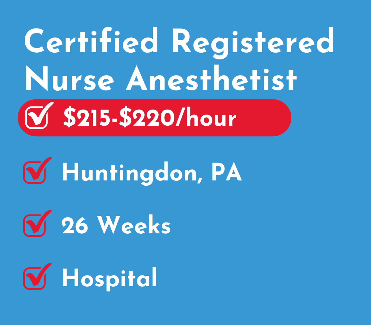 Certified Registered Nurse Anesthetist (CRNA) | Huntingdon, PA
