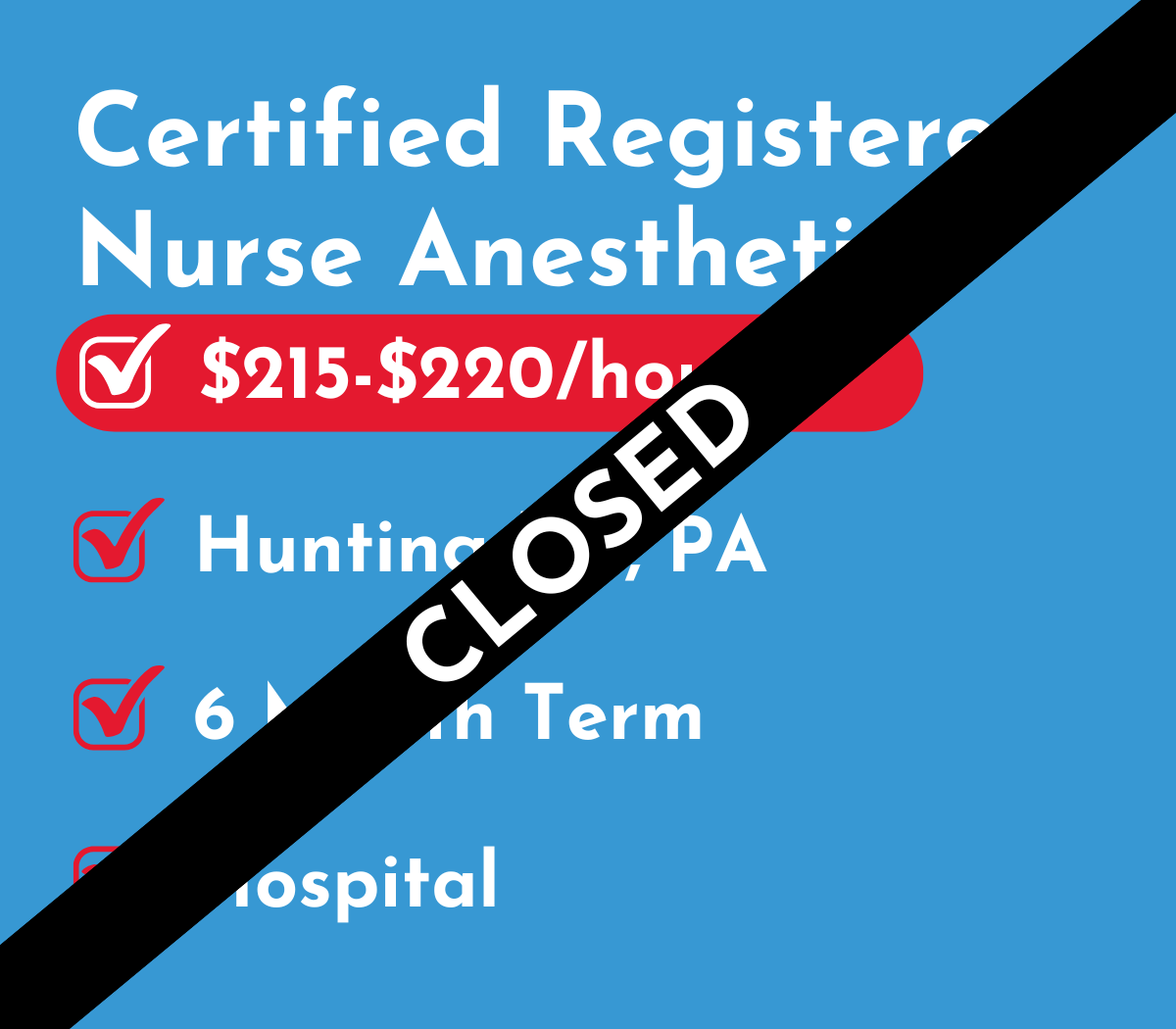 Certified Registered Nurse Anesthetist (CRNA) | Huntingdon, PA