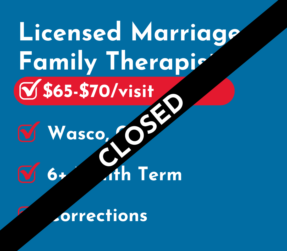 Licensed Marriage &amp; Family Therapist (LMFT) | Wasco, CA