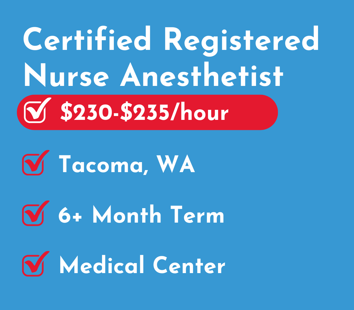 Certified Registered Nurse Anesthetist (CRNA) | Tacoma, WA