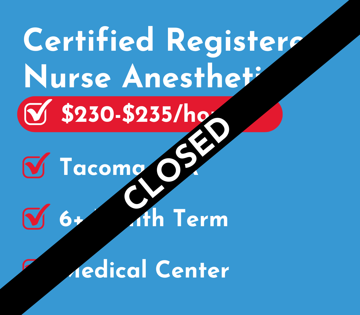 Certified Registered Nurse Anesthetist (CRNA) | Tacoma, WA