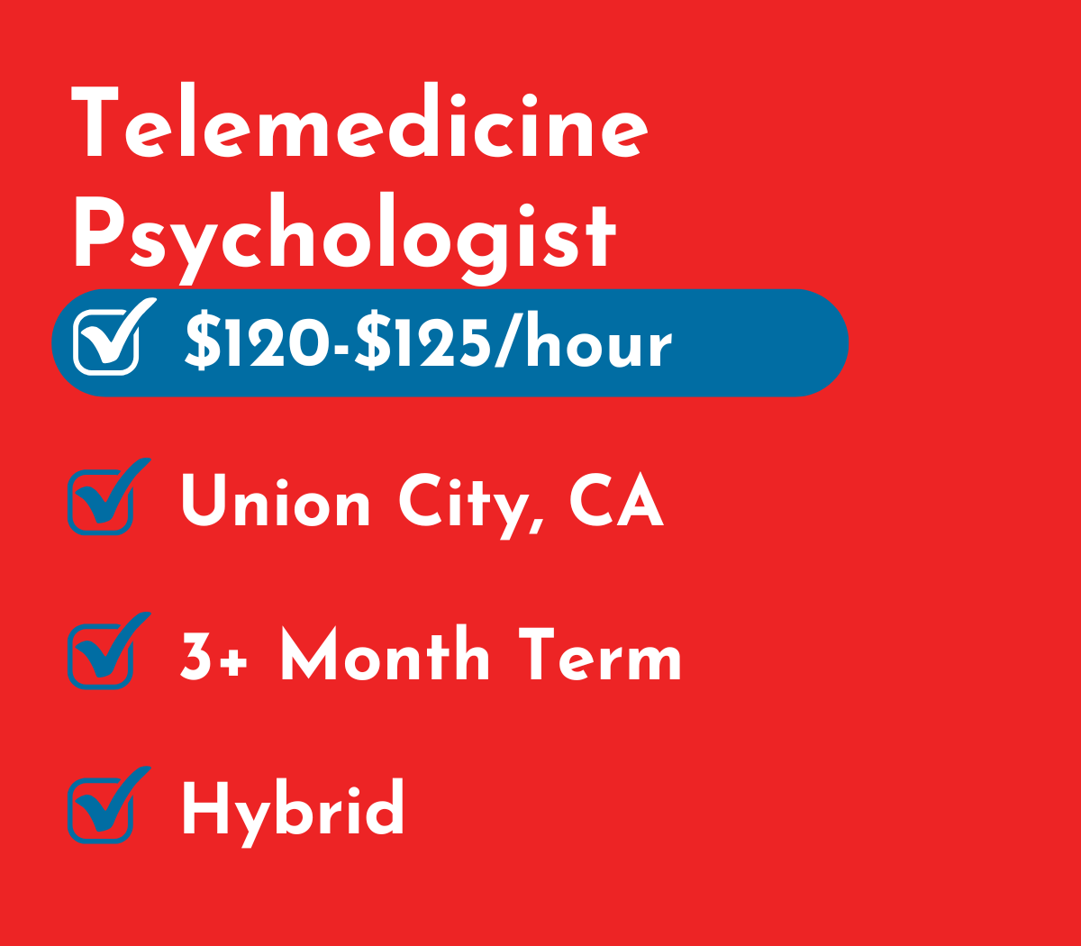 Telemedicine Psychologist | Union City, CA