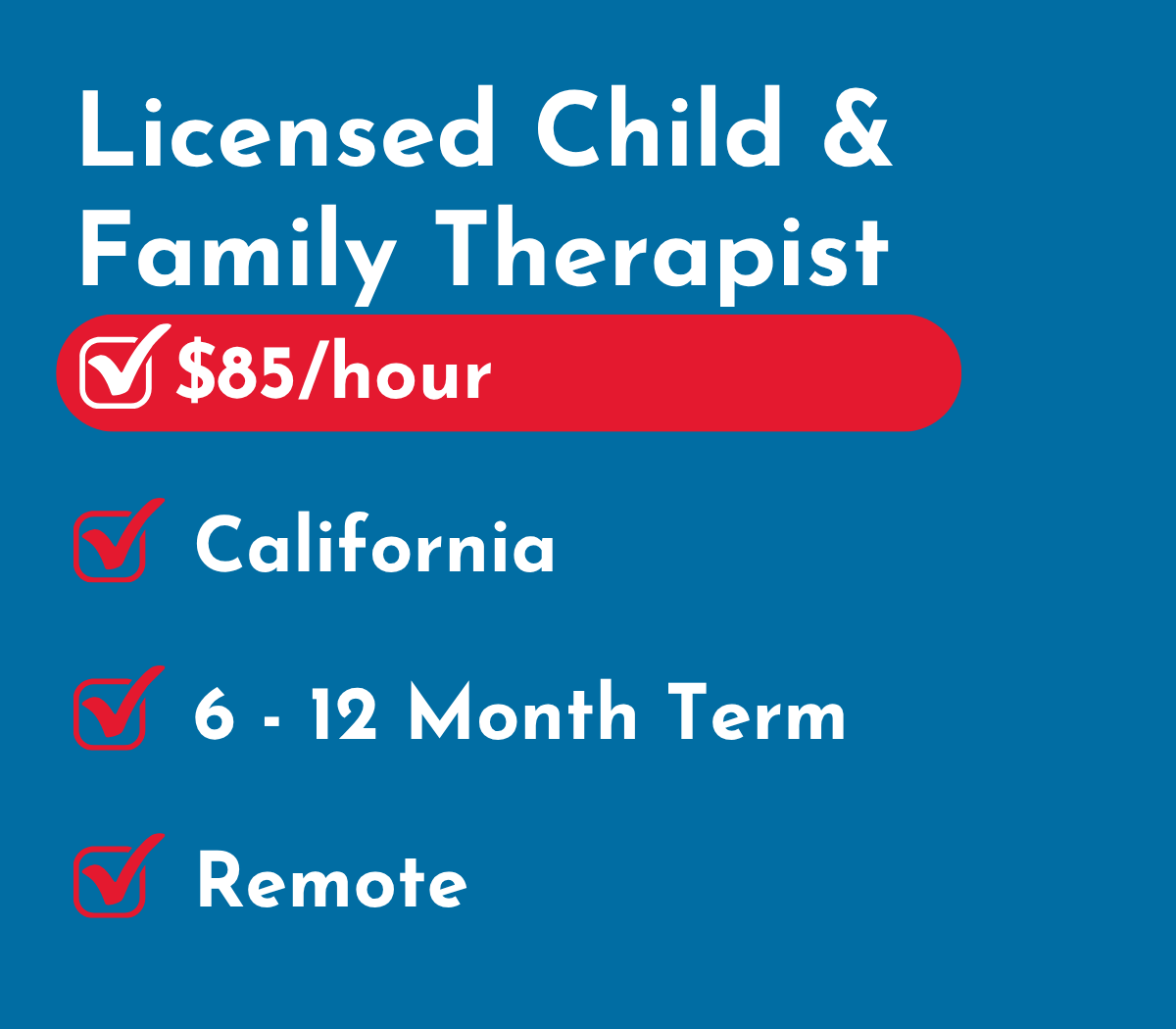 Licensed Child &amp; Family Therapist (LMFT, LCSW, LPCC) | Remote, CA