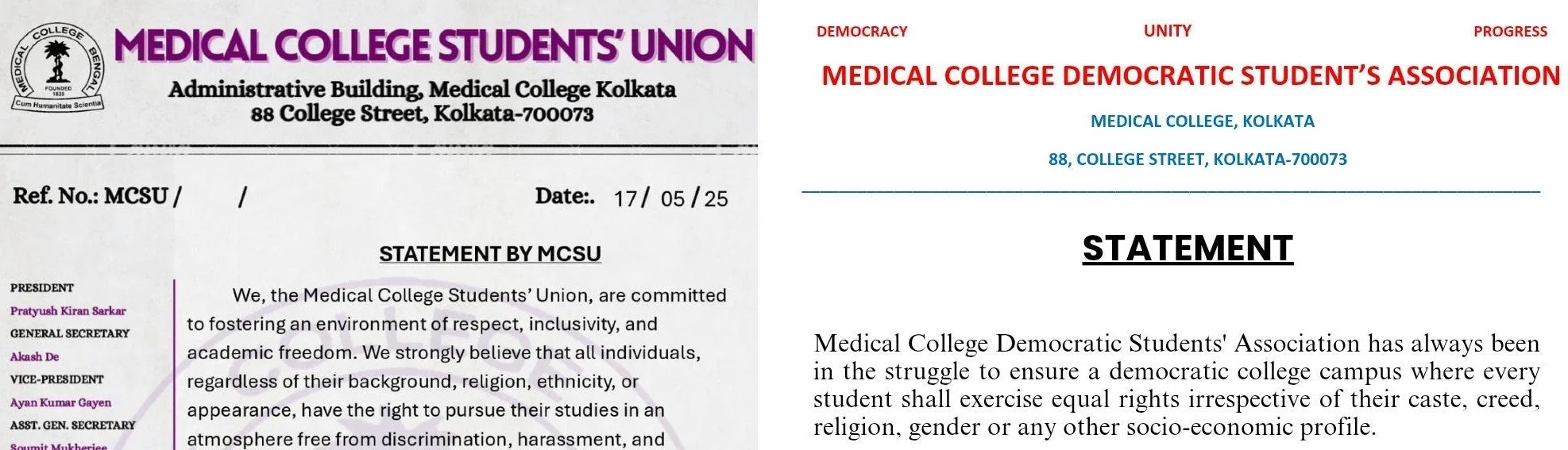 Against the expanding backdrop of Operation Sindoor, Medical College Kolkata student unions condemn professor’s remarks