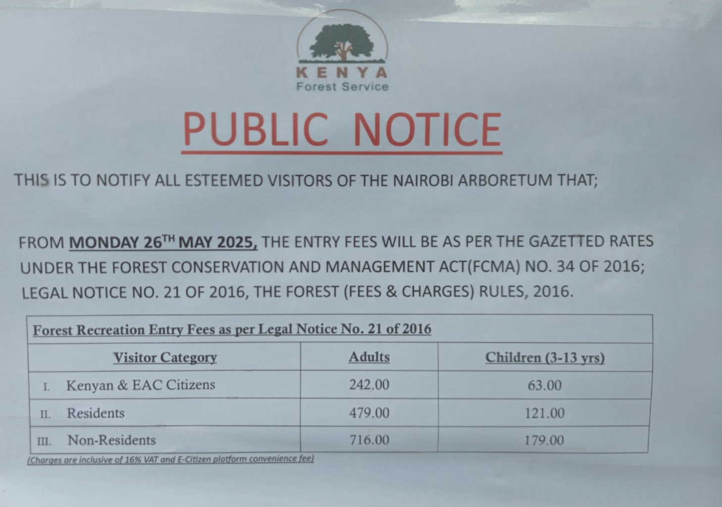 Petition to roll back fee increase at Nairobi Arboretum gains traction