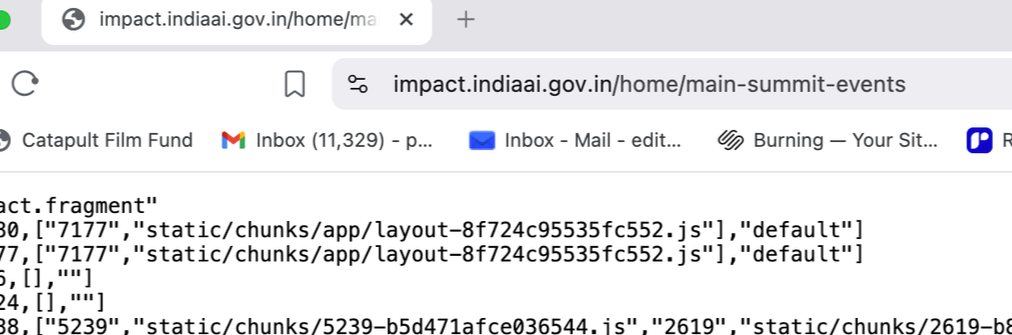 Links from AI Impact Summit 2026 website are showing gibberish