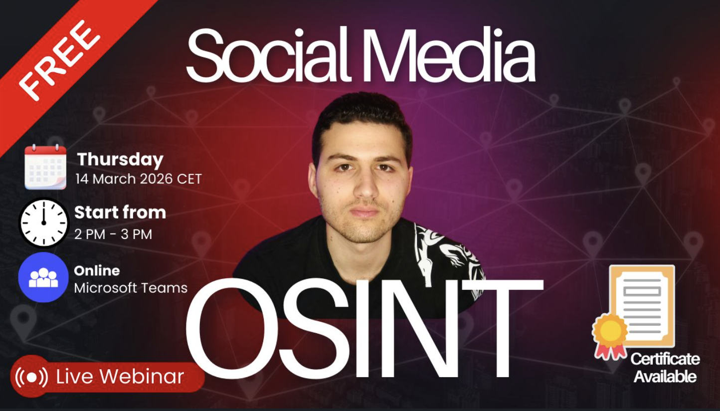 March 14, 2026: Free online ‘Social Media OSINT Workshop’, with certificate