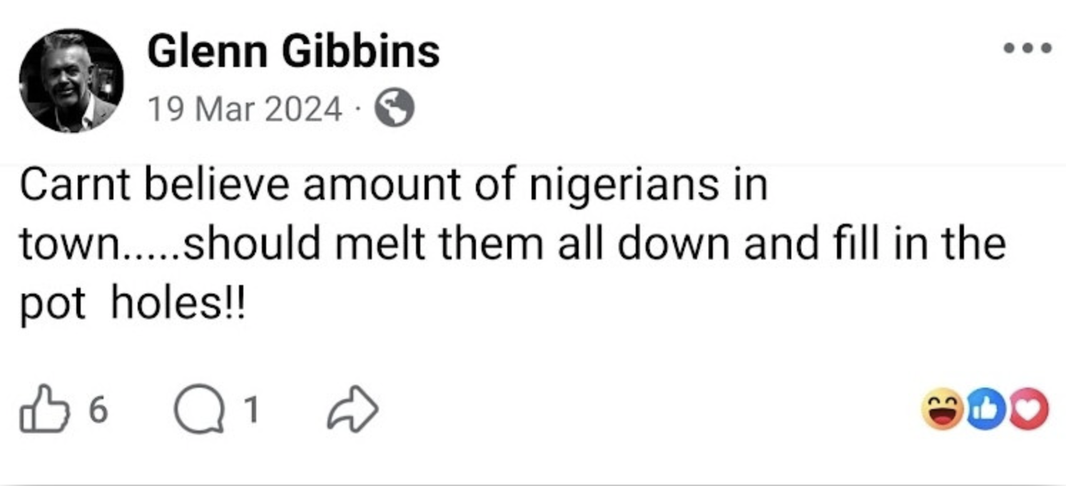 Reform UK’s Glenn Gibbins’ Facebook remarks against Nigerians prompt online petition