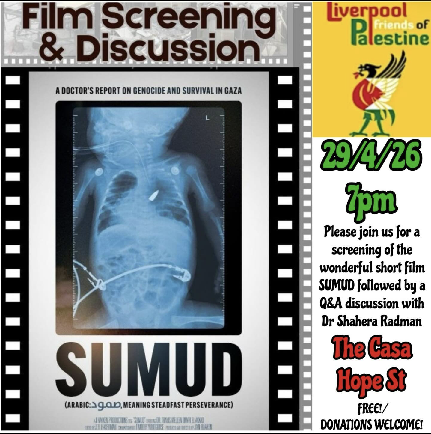 The image includes the X-ray of a child from Palestine.