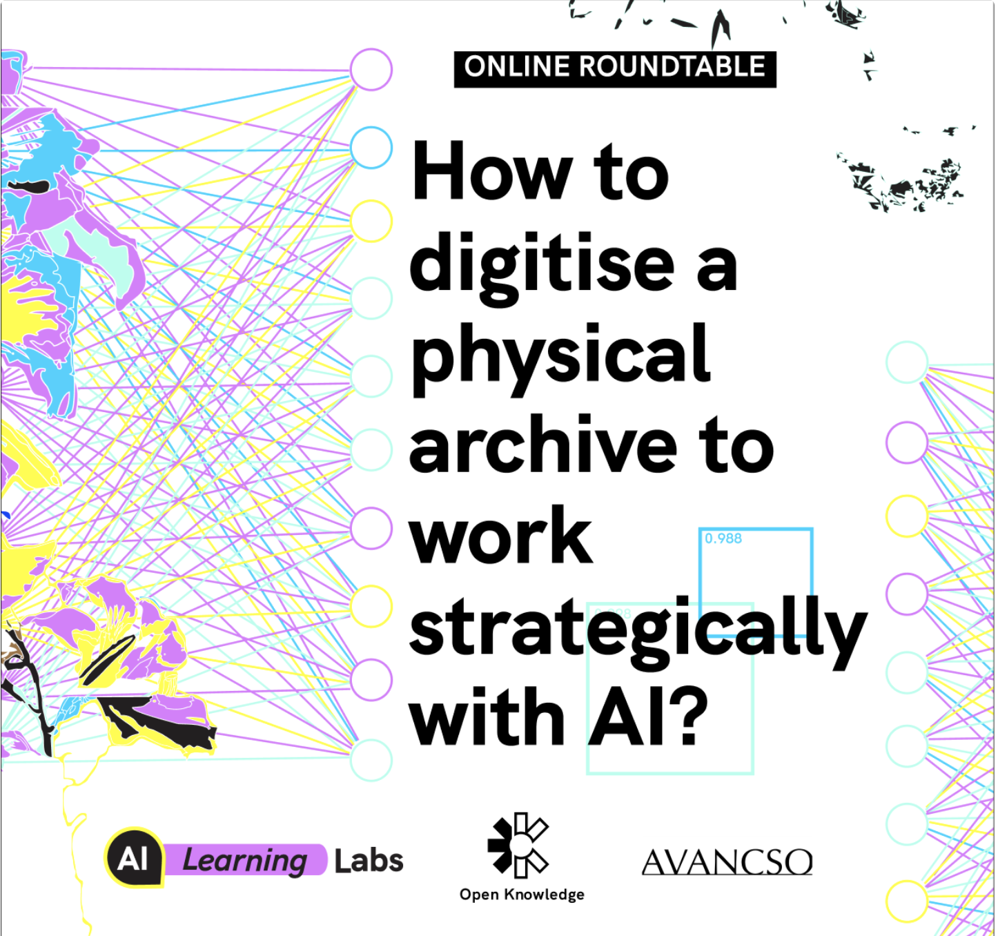 Colourful poster for Open Knowledge foundation's June 2026 online roundtable
