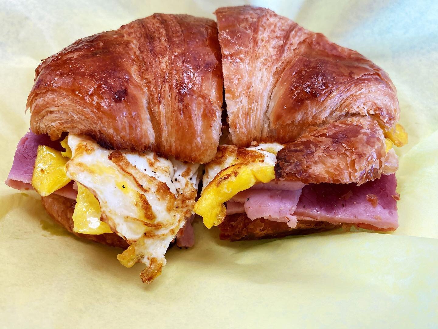 Ham, Egg, &amp; Cheese on a Buttery Croissant 🥐 Ask us about Special Deals for Large Orders! We make big orders for our local businesses all the time! ❤️❤️🙏🏼🙏🏼