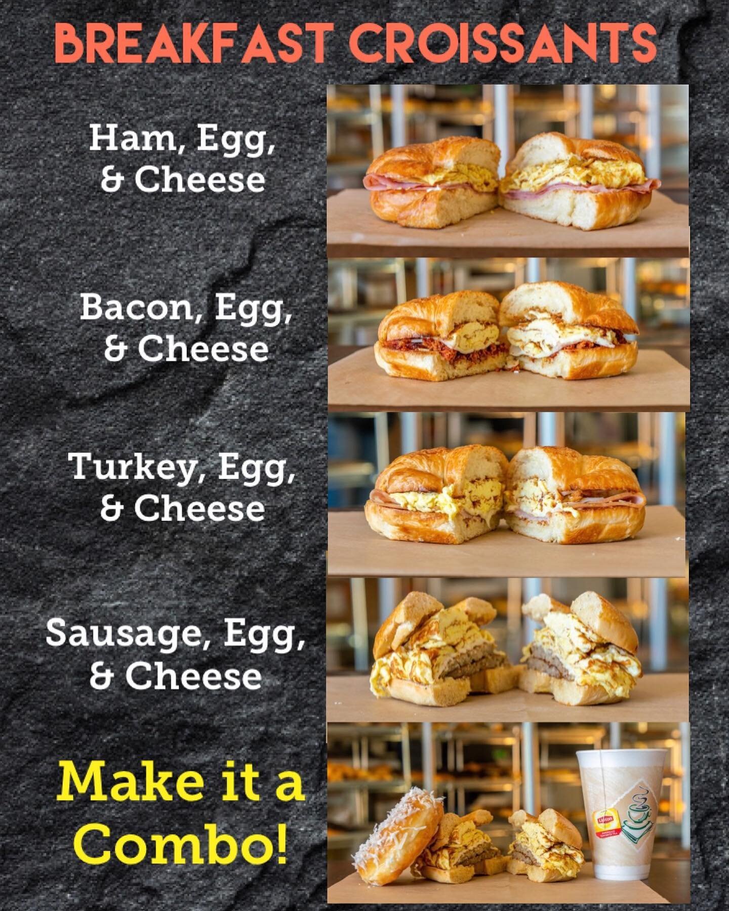 BREAKFAST CROISSANTS &amp; LUNCH SANDWICHES! 🥐🥯 PICK ONE UP or PLACE A LARGE ORDER TO TAKE TO WORK Or YOUR NEXT EVENT! 🧀🥚🥓🍳🍞