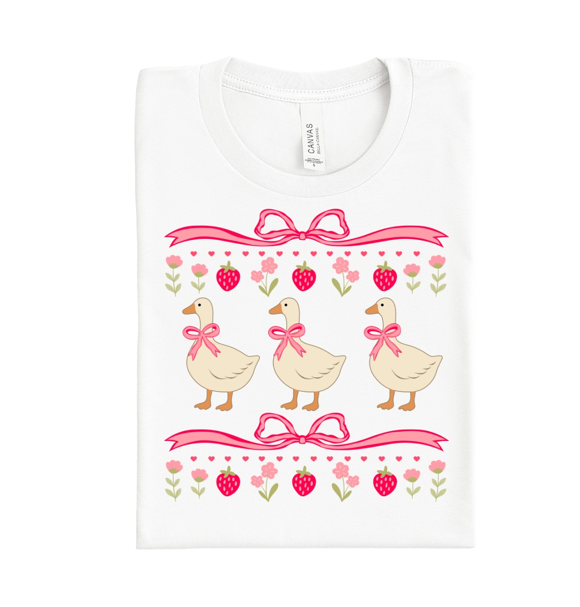 Strawberry Goose full color DTF heat transfer ready to press