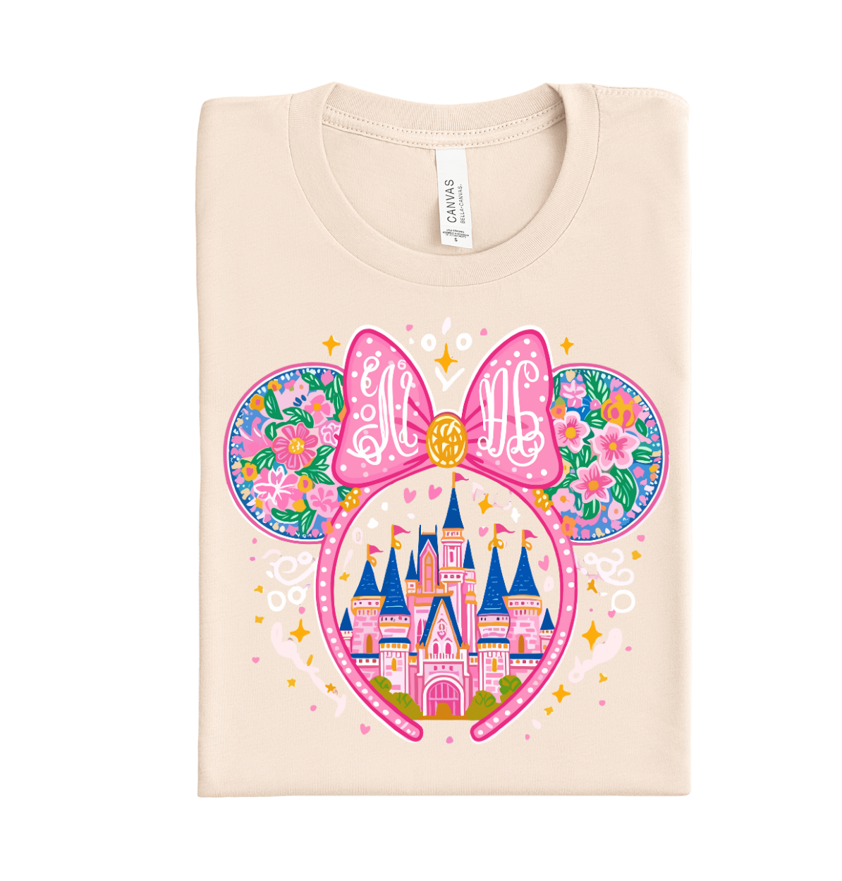 Pink Castle Ears DTF heat transfer ready to press