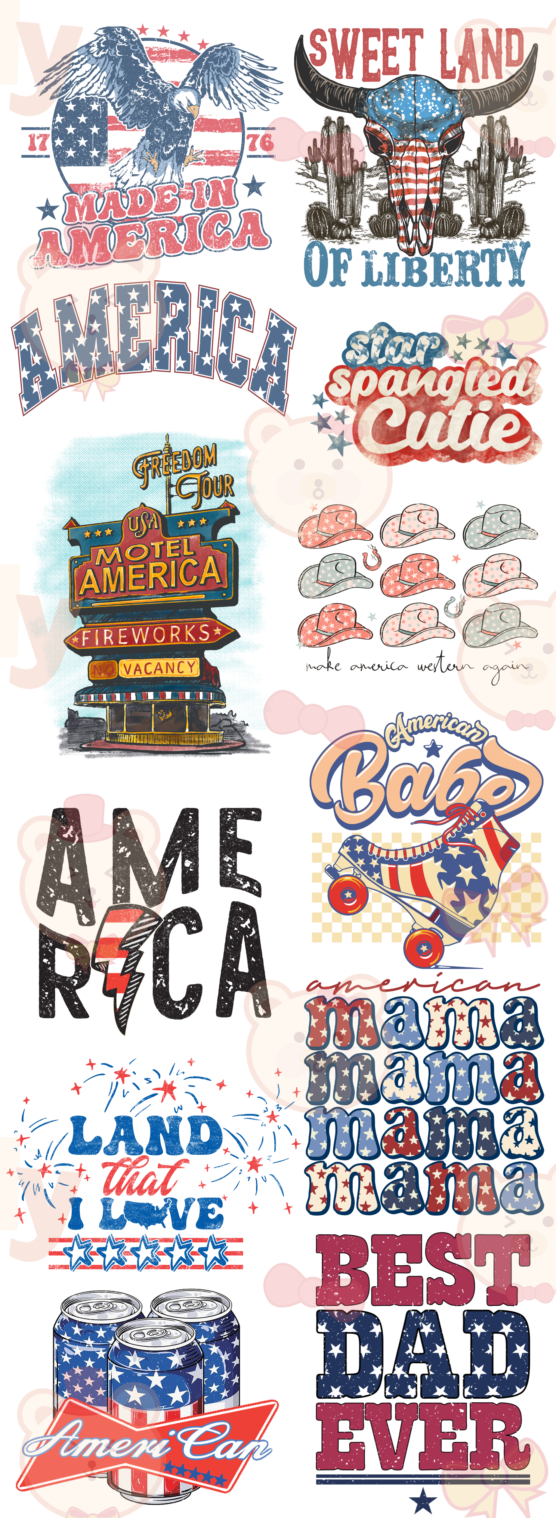 Fourth Of July DTF Transfers