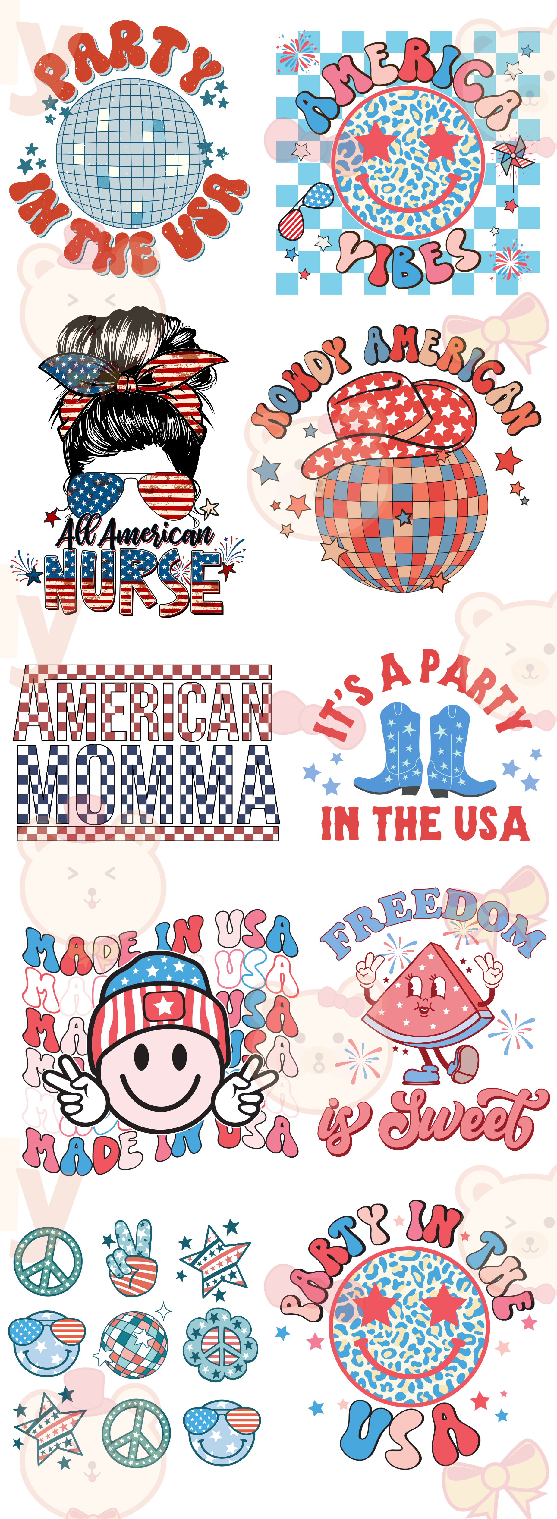 Fourth Of July DTF Transfers