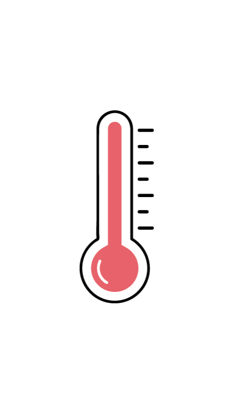 Thermometer gauge showing high temperature, with red color indicating heat