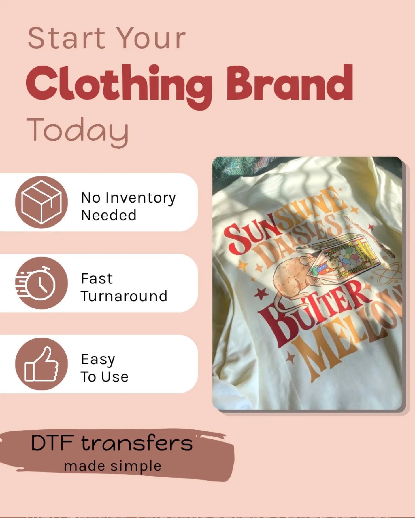 Start your clothing brand today
No bulk orders. No stress.
Just create your designs and press.
DTF transfers make it easy to launch, test ideas, and start selling fast 🚀
Ready to start? Tap the link in bio.
#dtftransfers #clothingbrands #customappar