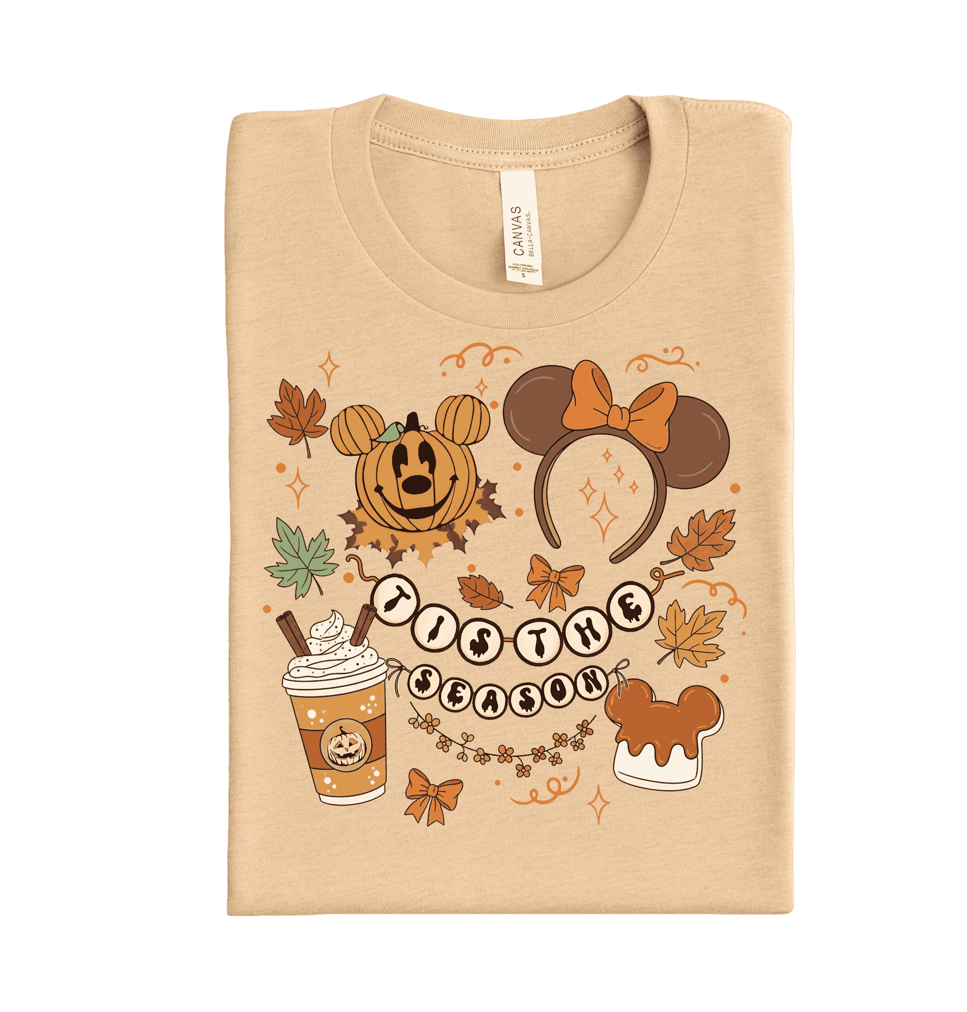 Tis the Season fall DTF transfer, custom heat transfer ready to press design for shirts, sweaters, and seasonal autumn apparel.