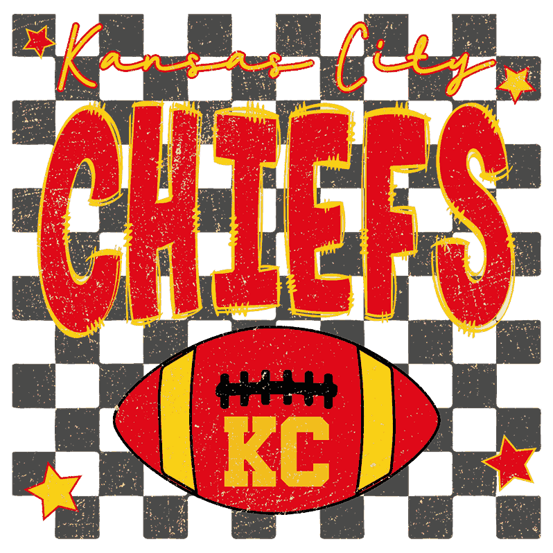 Red Checkered Football DTF Transfer