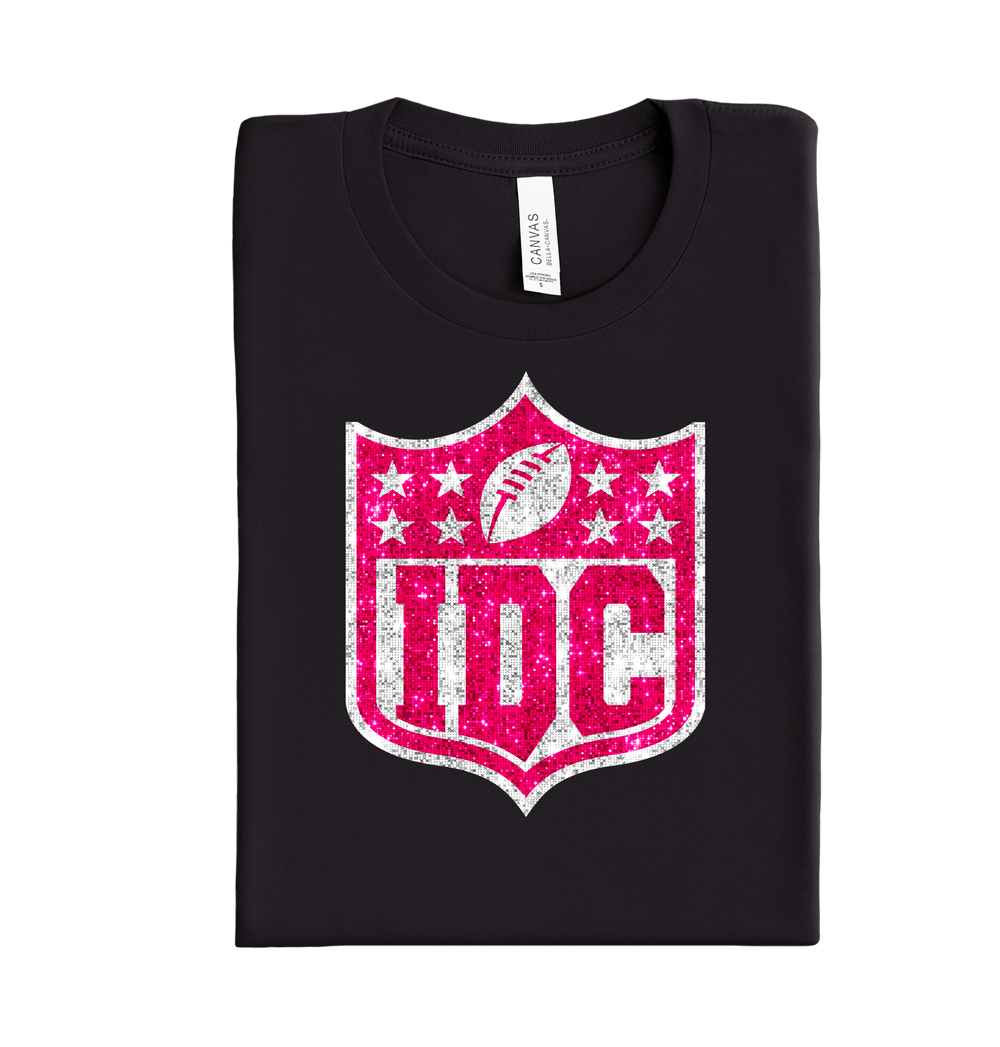 Pink football logo DTF transfer for custom game day shirts