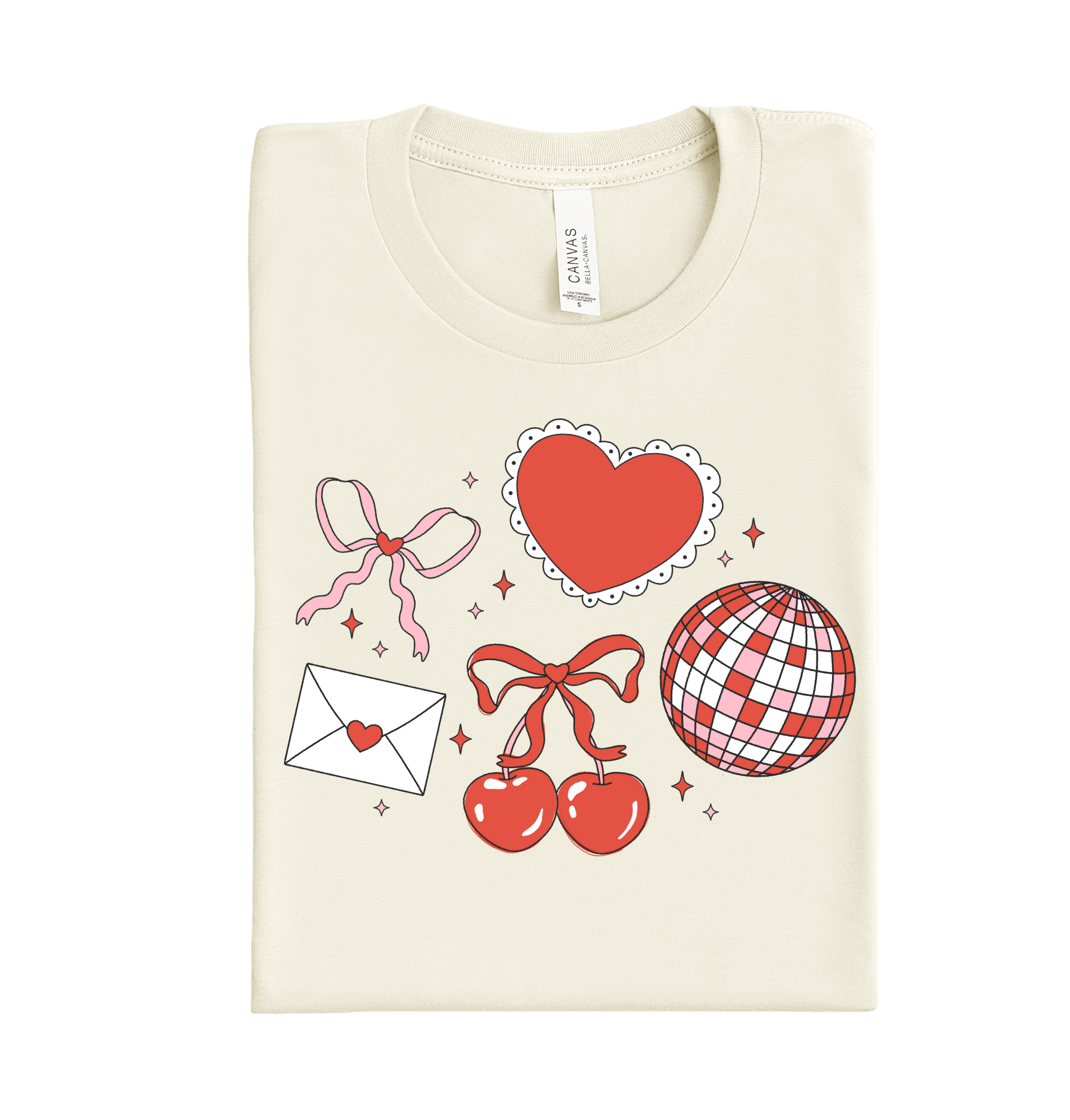 Custom DTF transfer with vintage heart design for Valentine's Day – perfect for heat transfers, gang sheets, and custom transfers on shirts, bags, and gifts.