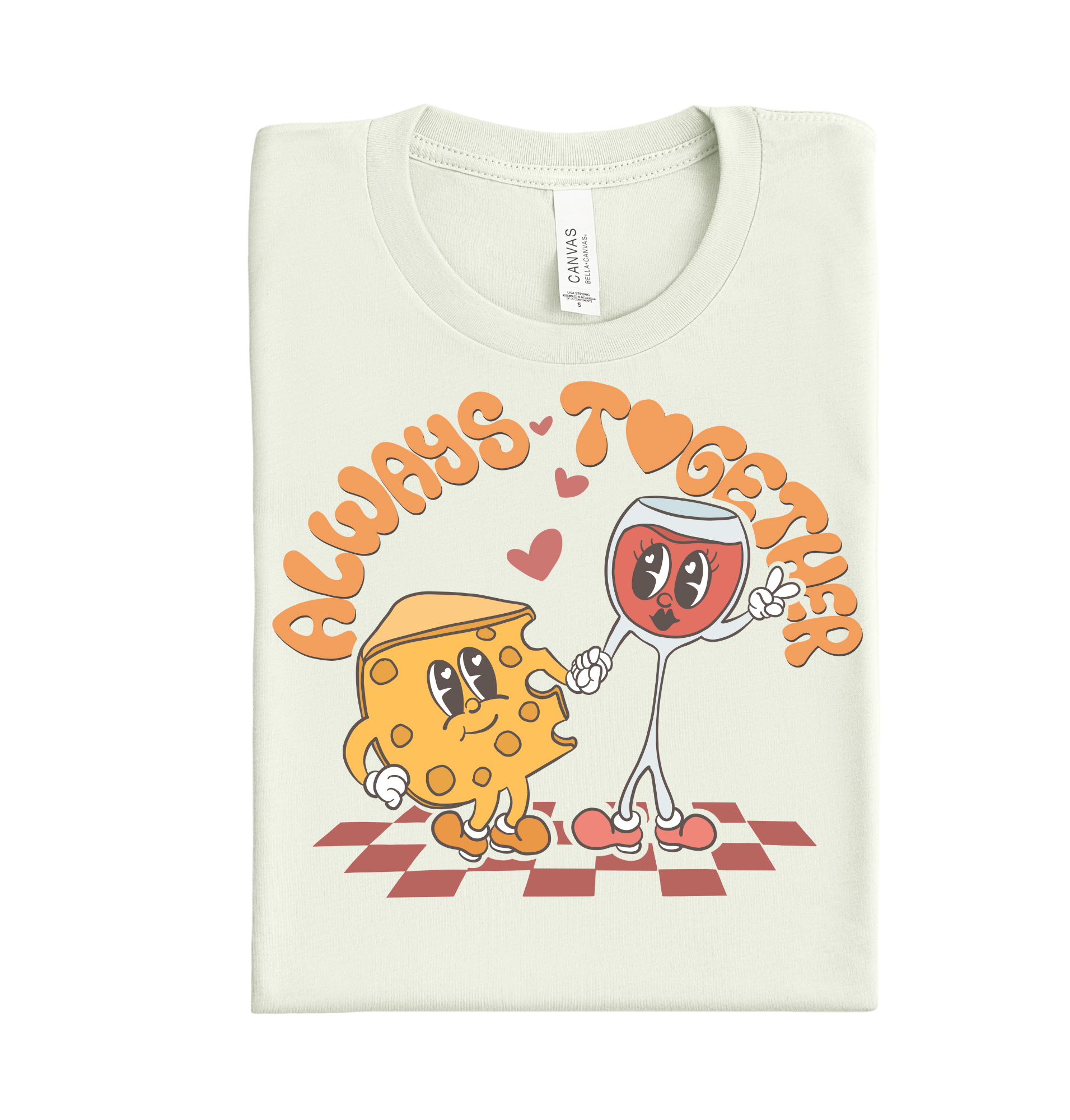 Always together cheese and wine Valentine DTF heat transfer ready to press