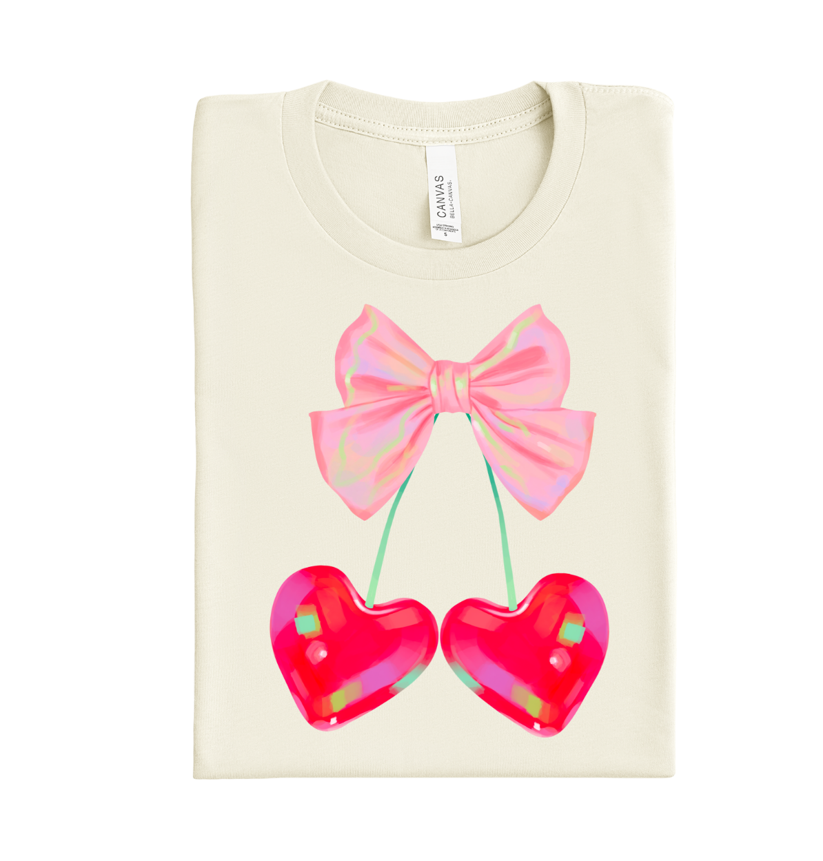 Cherry hearts pink DTF heat transfer design