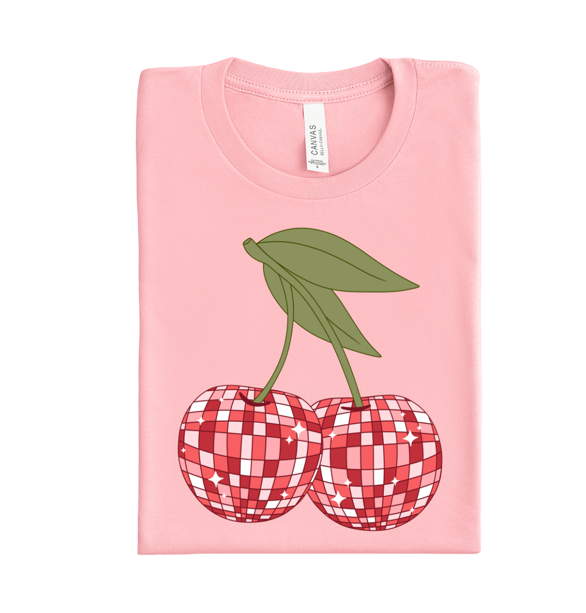 Cherry Discos pink retro DTF heat transfer design