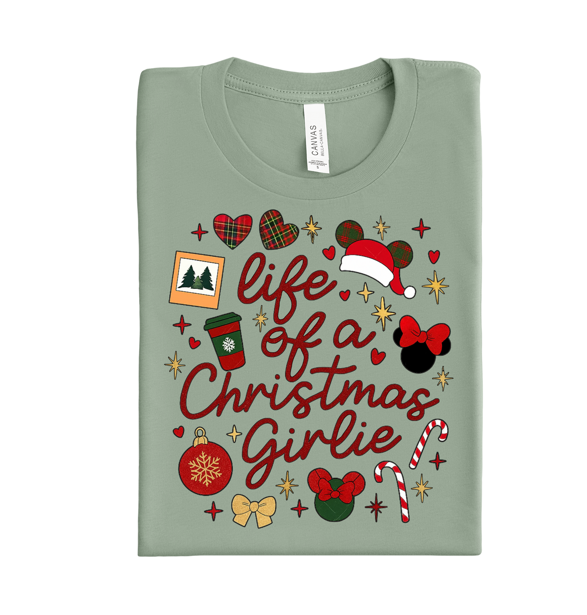 Life of a Christmas Girlie DTF transfer featuring festive holiday elements, perfect for creating cheerful Christmas shirts and cozy seasonal apparel.