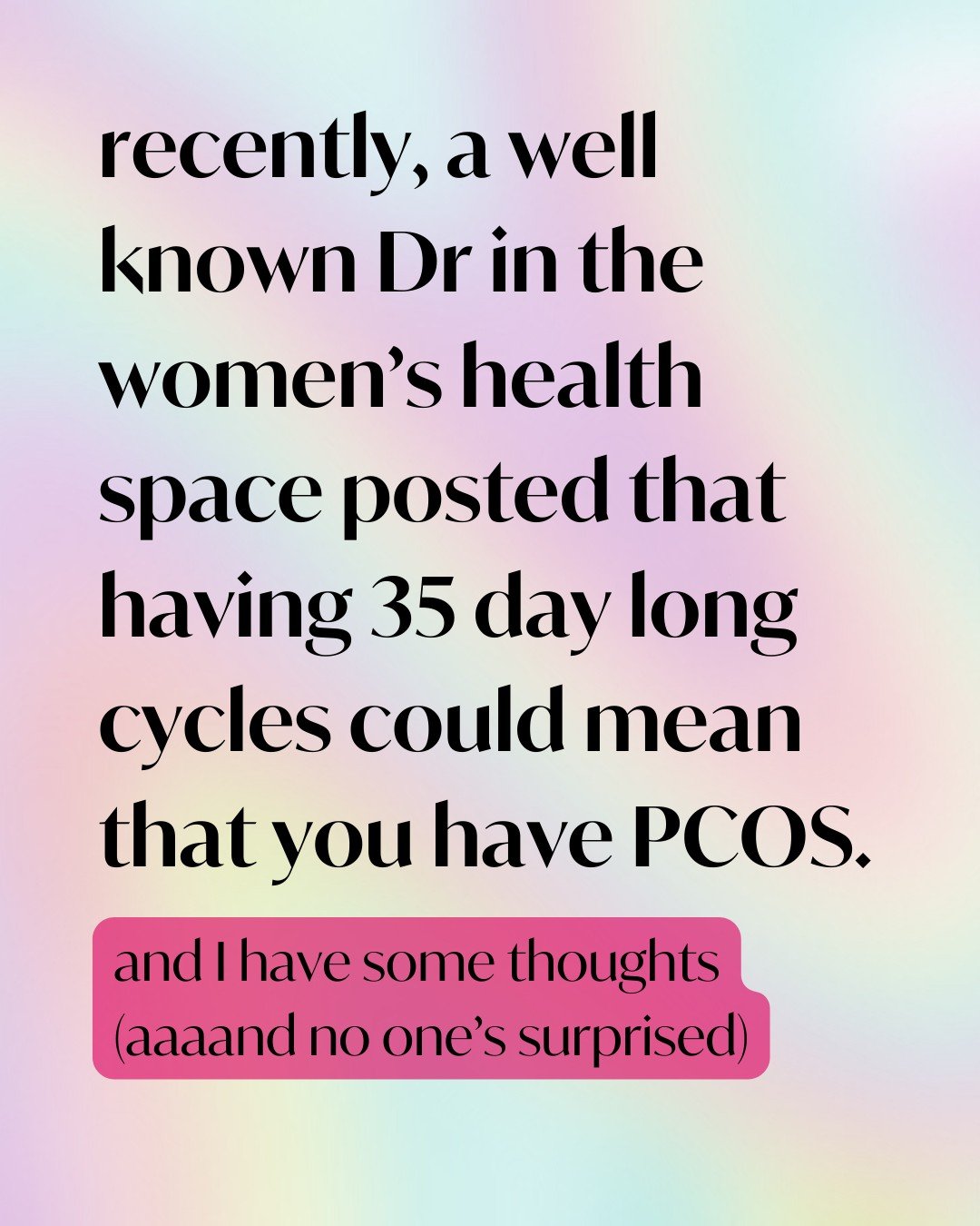 some different thoughts on PCOS compared to most of the PCOS content goin' around town 🤷&zwj;♀️

and in classic Karinda fashion, I'm encouraging you to err on the side of not getting to attached to any labels or diagnoses, because you're a bloody lo