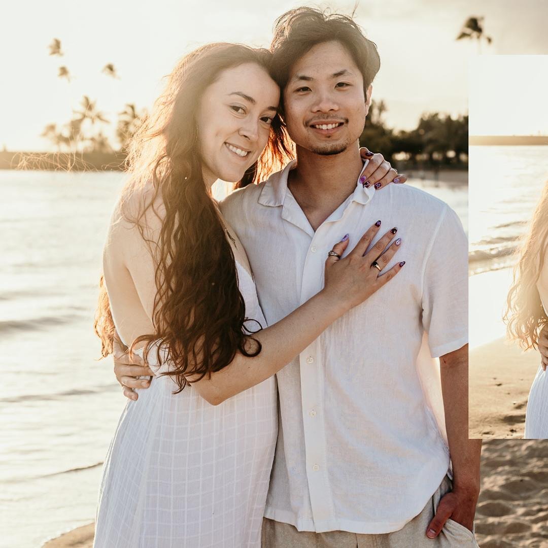 Golden hour in Hawaii, two young hearts wrapped in sunset hues and salty breeze. No words, just a quiet kind of forever. 🌅 🏝️❤️ 

#oahuengagementphotographer #hawaiicouplesphotographer #hawaiiweddingphotographer #hawaiiphotographer #destinationwedd