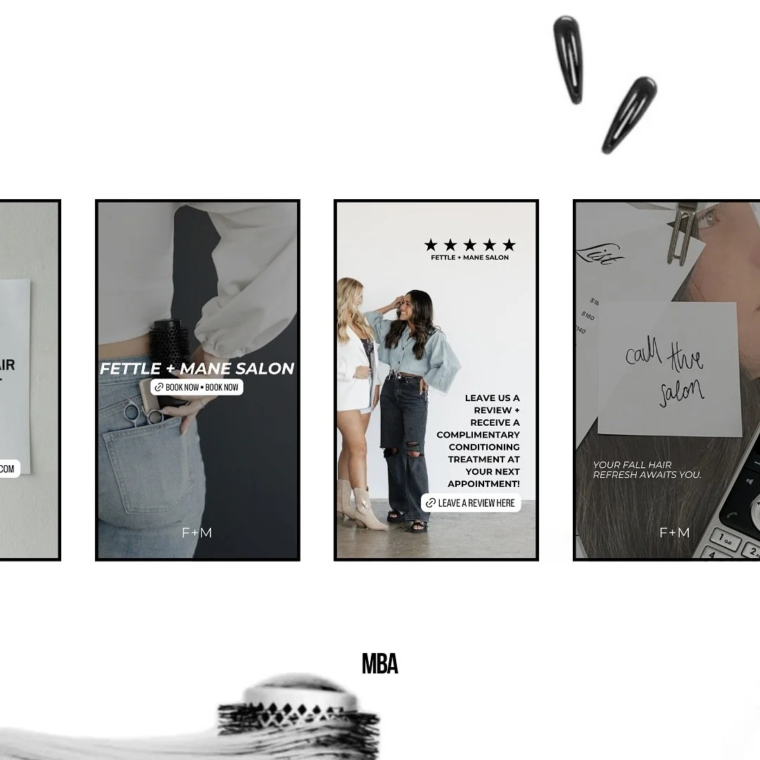 some recent social stories for  @fettleandmane_salon ☁️

we have the honor to put together the cutest daily stories sharing a vision with F + M 🖤 so grateful Jen trusts us always with her stunning brand! 

new seasonal launches come out perfect with