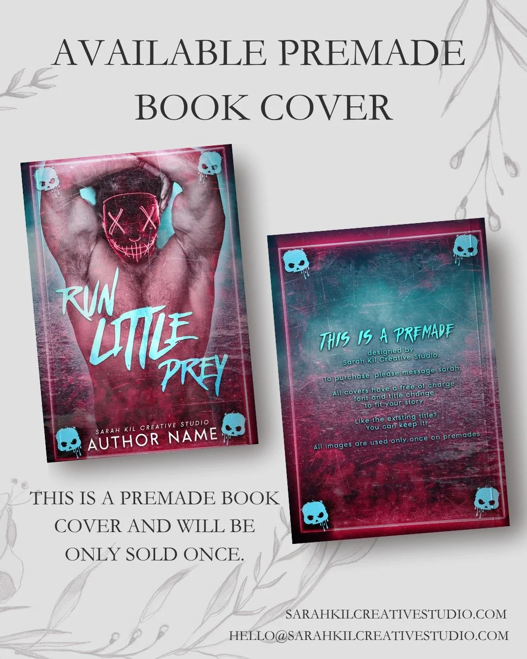 Day 8: Grunge

Premade: Run Little Prey
Status: AVAILABLE

DM or comment below to claim if interested 🤍

Premade comes with 1 full wrap, ebook files &amp; title PNG. Title, Author Name, and Tagline (if available) can be updated once purchased. Add o