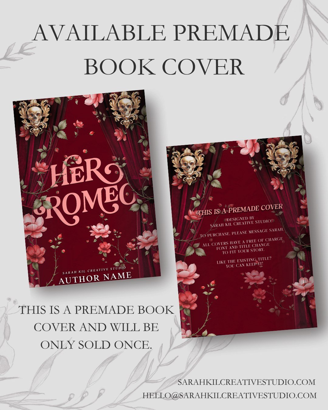 Day 9: Broadway

Premade: Her Romeo
Status: AVAILABLE

DM or comment below to claim if interested 🤍

Premade comes with 1 full wrap, ebook files &amp; title PNG. Title, Author Name, and Tagline (if available) can be updated once purchased. Add ons a