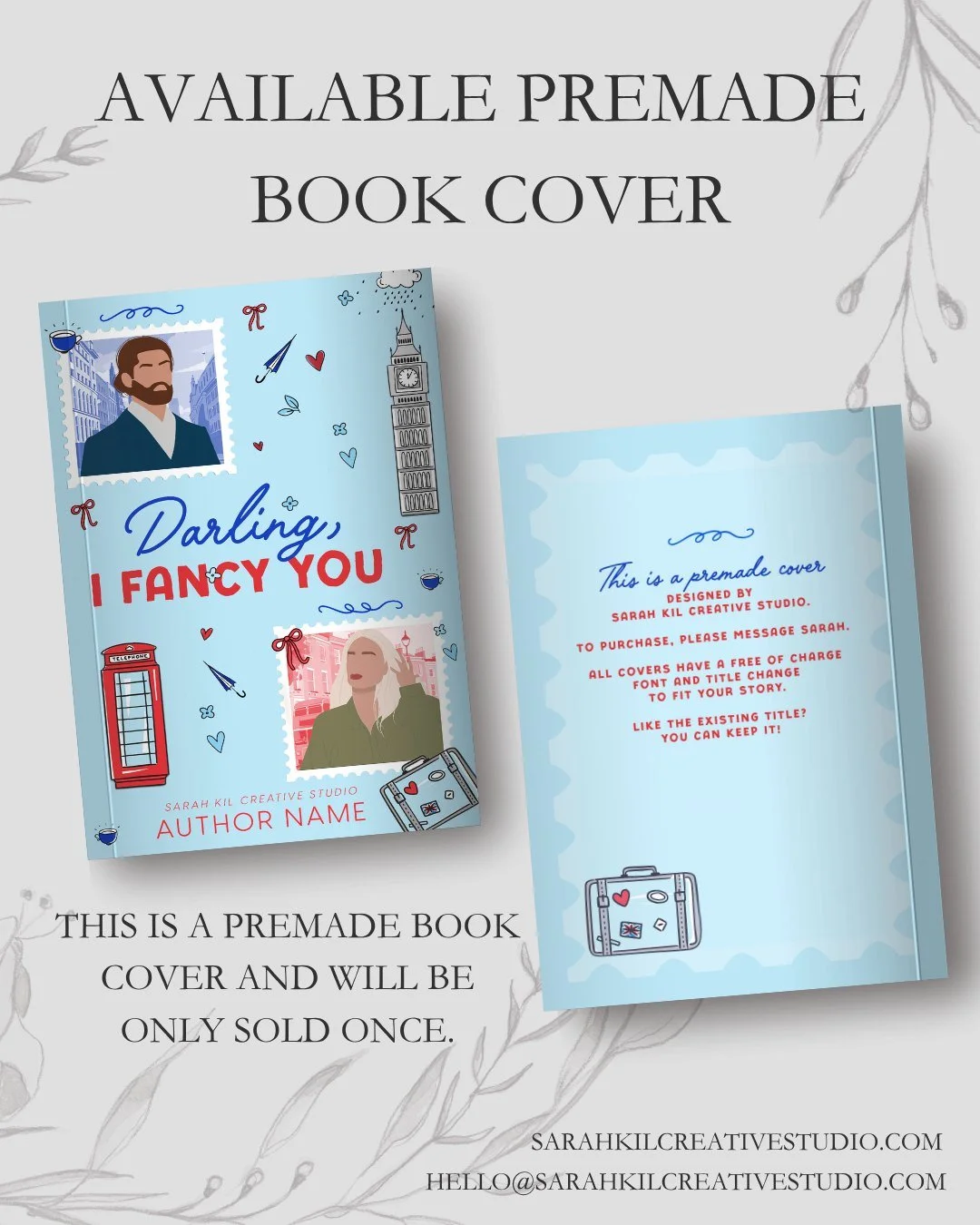 Day 18: Passport

Premade: Darling, I Fancy You
Status: AVAILABLE

DM or comment below to claim if interested 🤍

Premade comes with 1 full wrap, ebook files &amp; title PNG. Title, Author Name, and Tagline (if available) can be updated once purchase