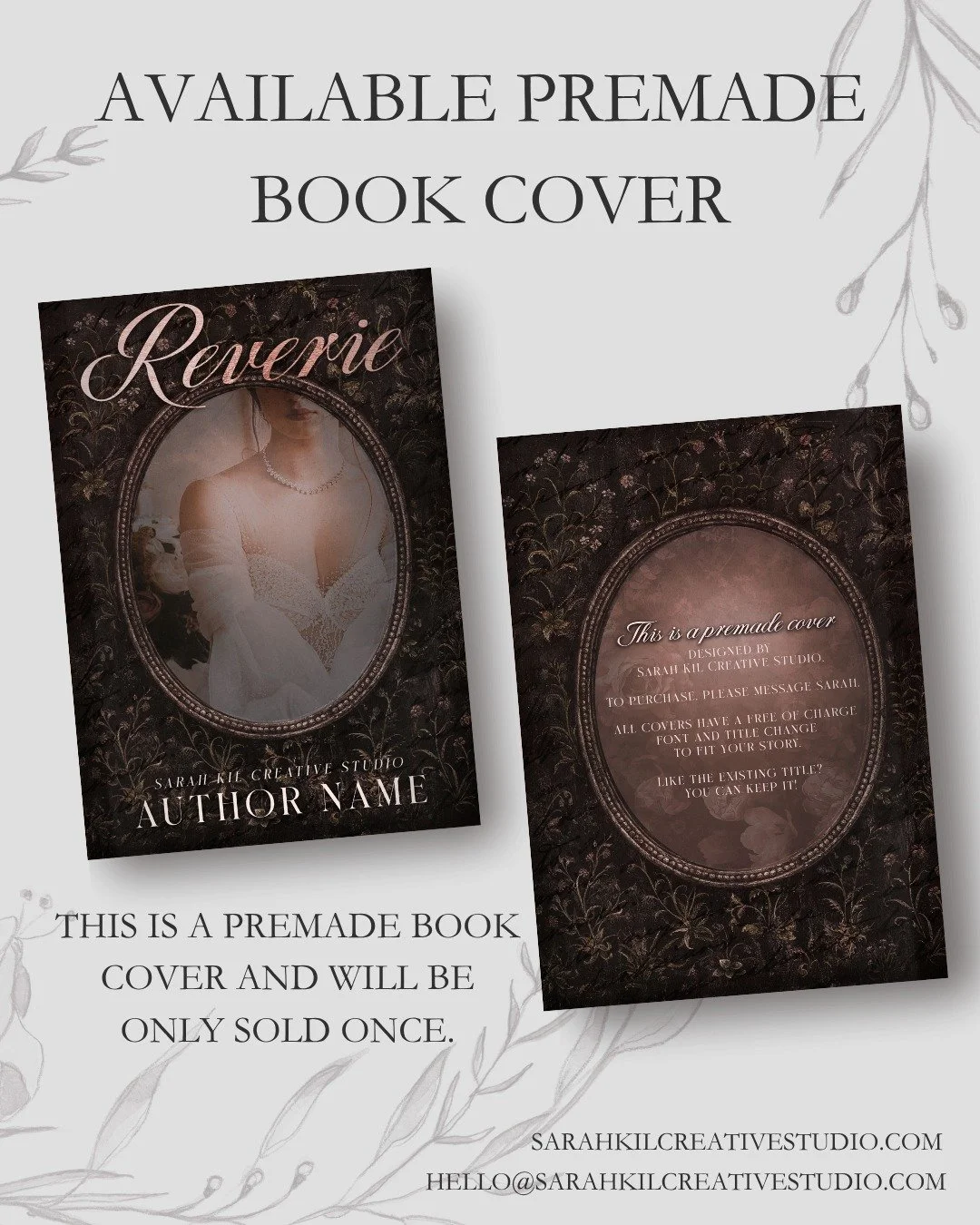 Day 19: Reflection

Premade: Reverie
Status: AVAILABLE

DM or comment below to claim if interested 🤍

Premade comes with 1 full wrap, ebook files &amp; title PNG. Title, Author Name, and Tagline (if available) can be updated once purchased. Add ons 