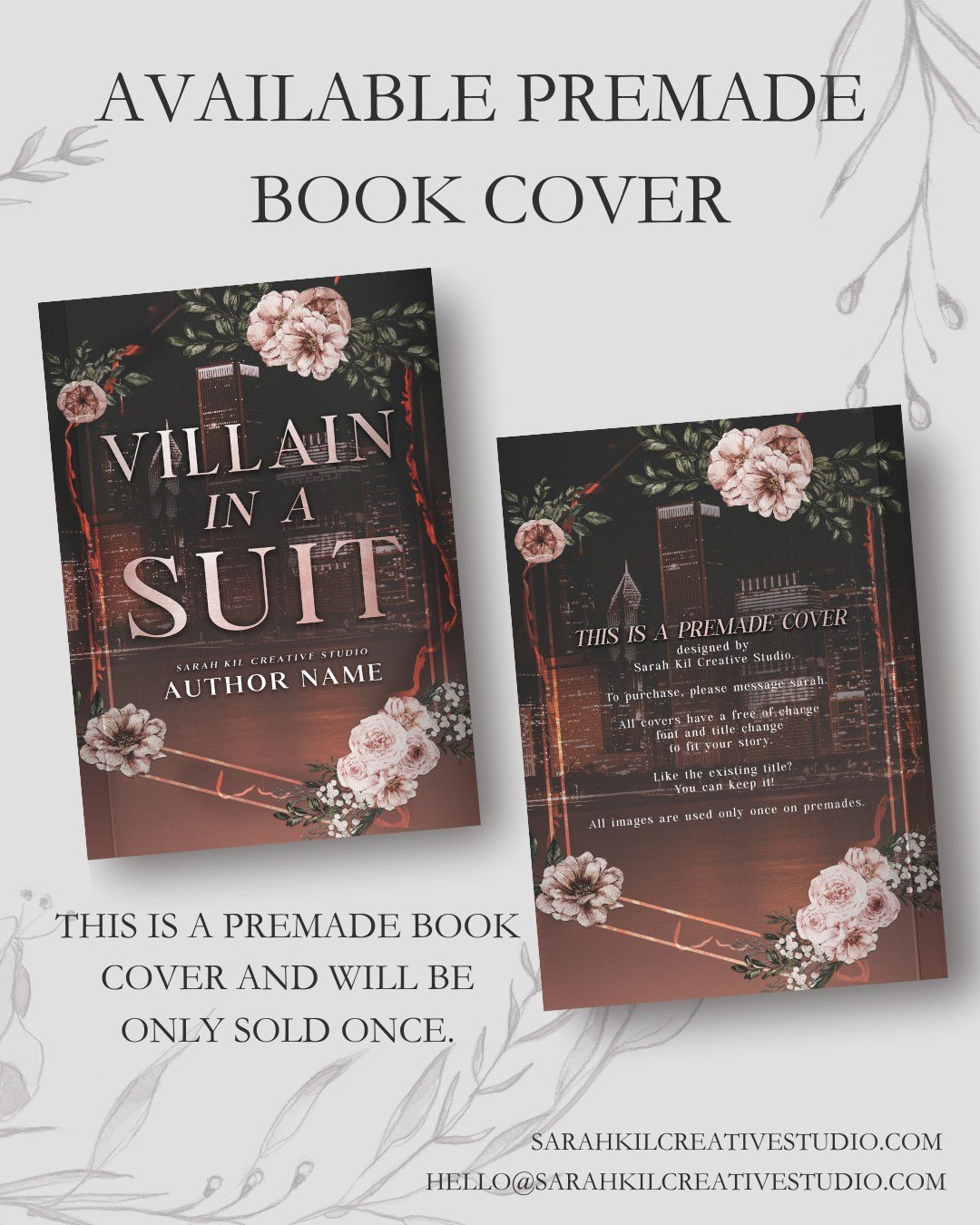 Day 23: Skyline

Premade: Villain in A Suit
Status: AVAILABLE

DM or comment below to claim if interested 🤍

Premade comes with 1 full wrap, ebook files &amp; title PNG. Title, Author Name, and Tagline (if available) can be updated once purchased. A