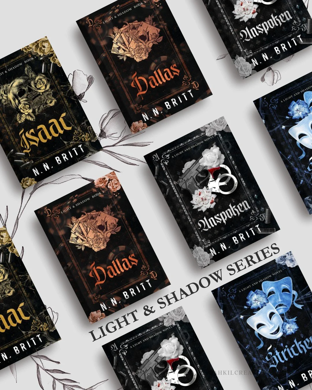 Light &amp; Shadow Series by N.N. Britt

#sarahkilcreativestudio #bookcoversbysarahkil 

book covers, book cover designer, premade book cover, romance readers, romance authors, indie authors, graphic designer, book cover, pretty book covers, mafia ro