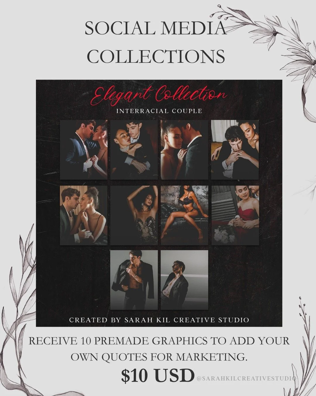 SOCIAL MEDIA COLLECTIONS: ELEGANT INTERRACIAL COUPLE

Looking to elevate your graphics! I have social media collections available on my website.

Grab here https://www.sarahkilcreativestudio.com/social-media-collections

#sarahkilcreativestudio 

soc