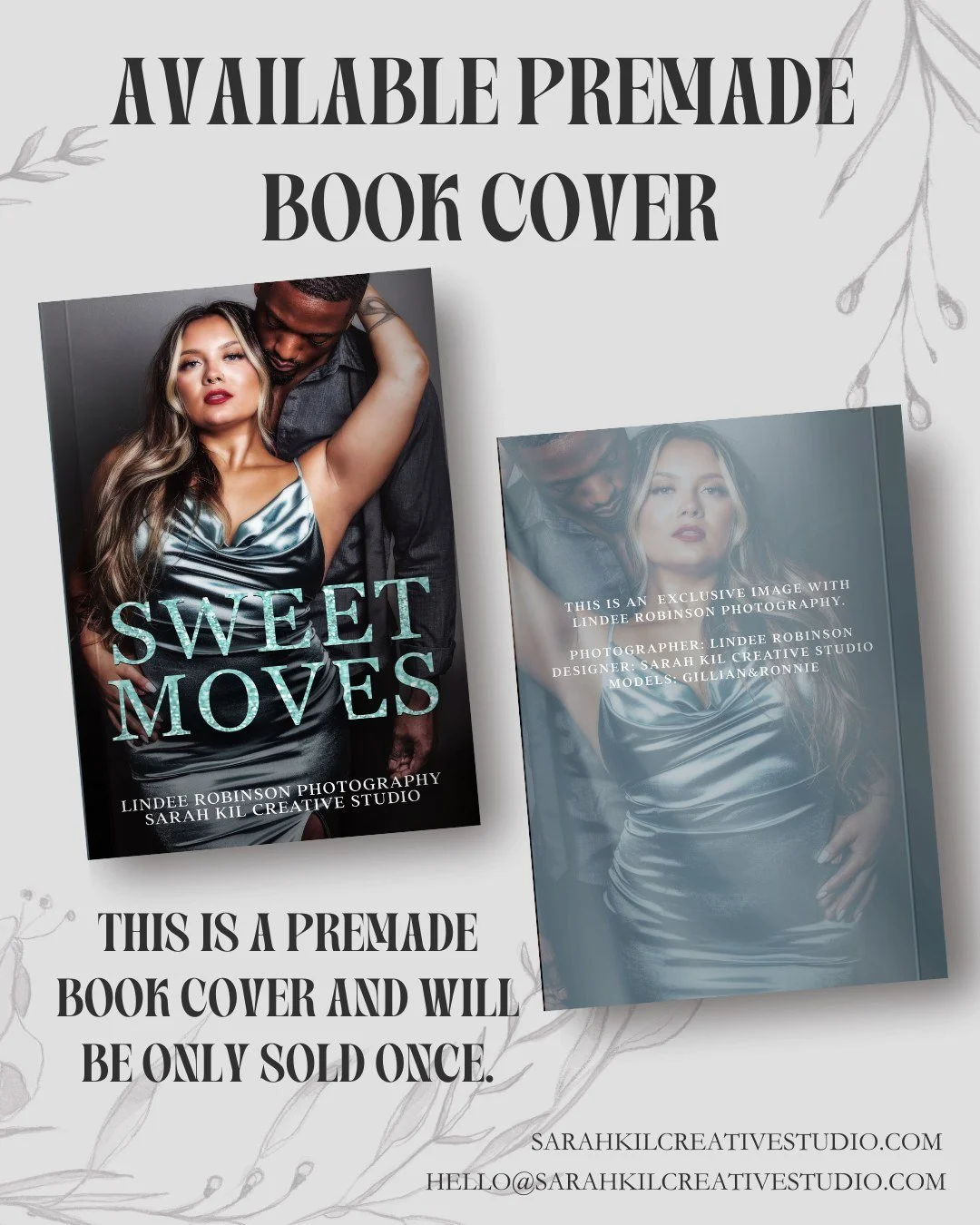 Exclusive Premade Book Cover: Sweet Moves
Status: AVAILABLE
Photographer: Lindee Robinson Photography

DM or comment below to claim if interested 🤍

Premade comes with 1 full wrap, ebook files &amp; title PNG. Title, Author Name, and Tagline (if ava