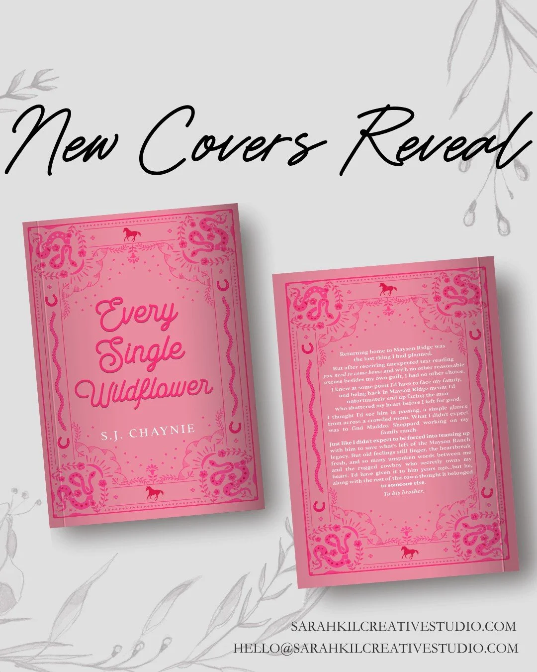 Surprise! NEW COVER REVEALS!😍

New year, New look🌵🏜️

Every Single Wildflower is a small town, ex boyfriend's older brother, cowboy romance.

Returning home to Mayson Ridge was the last thing I had planned. But after receiving unexpected text read