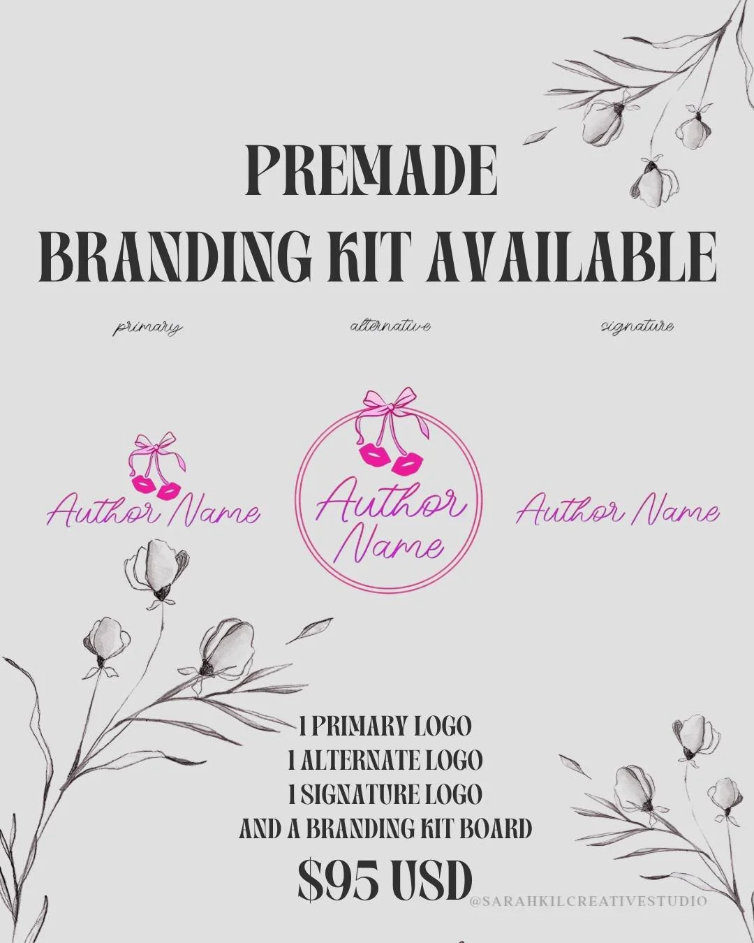 PREMADE AUTHOR LOGO: Cherry
Status: Available

You can grab this logo on my website or DM me .

If you are looking for a logo design, feel free to message me! I'd love to work with you.

#sarahkilcreativestudio

premade logo, logo designer, romance r